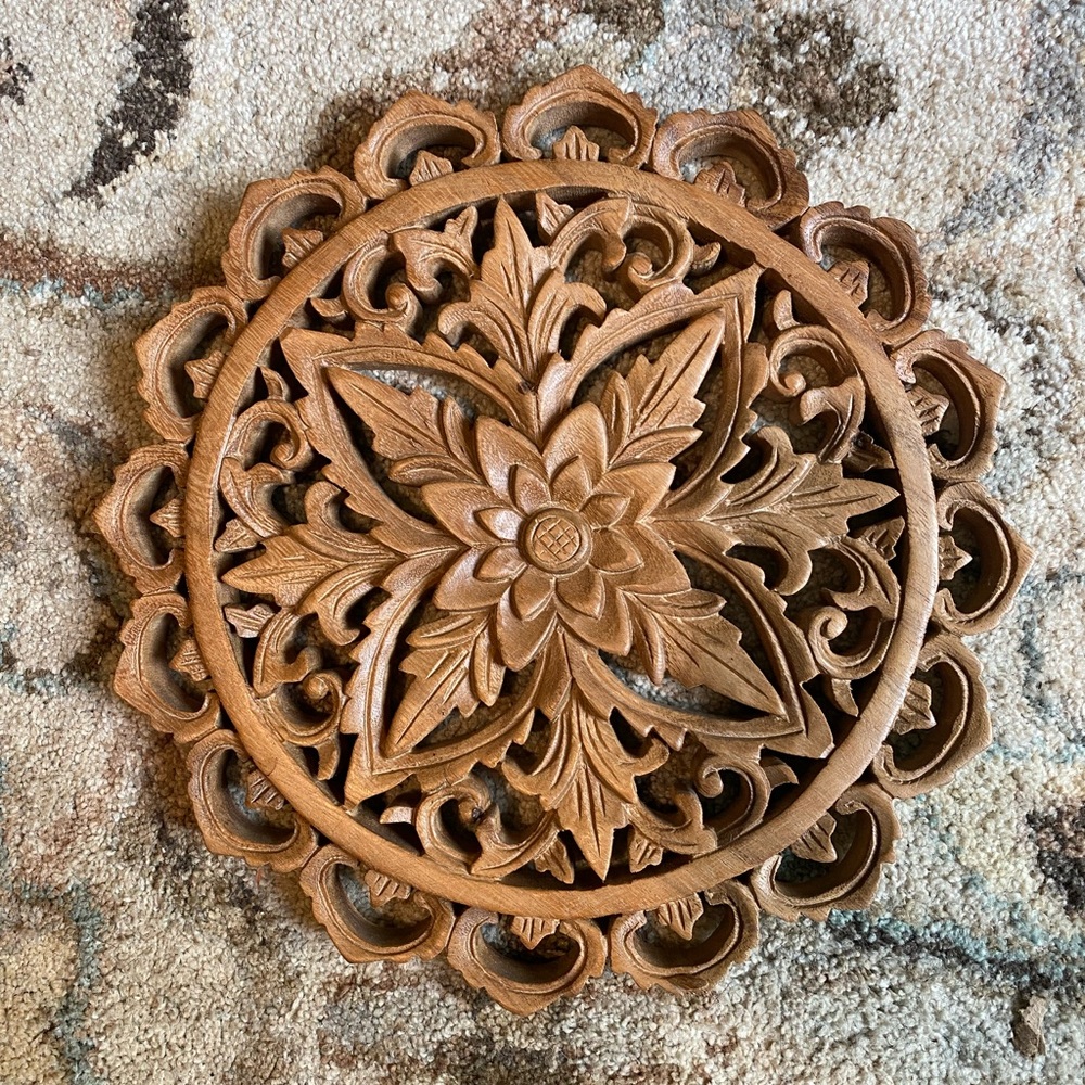 Novica Wood Floral Panel ‘Temple of the Flower’ Wall Decor